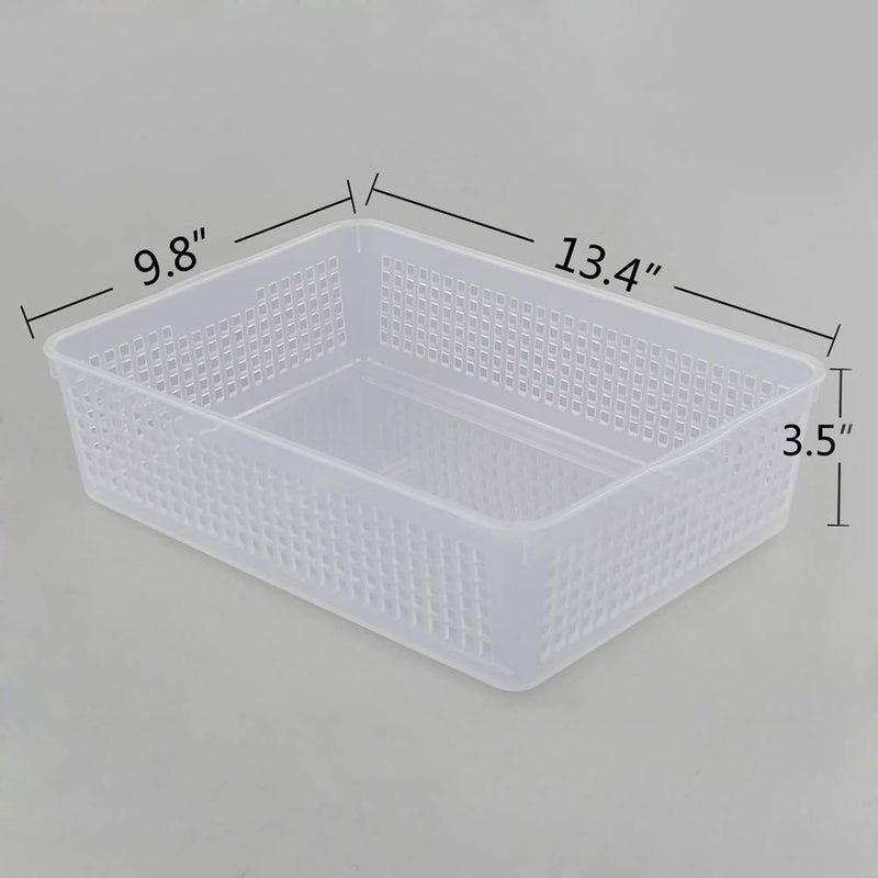 Kekow 6-Pack Clear Plastic Paper Storage Baskets Trays, File Storage Tray Basket - Image 2